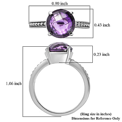 EverTrue Simulated Amethyst Color Diamond Ring (Size 10) and Pendant Necklace 20 Inches in Stainless Steel