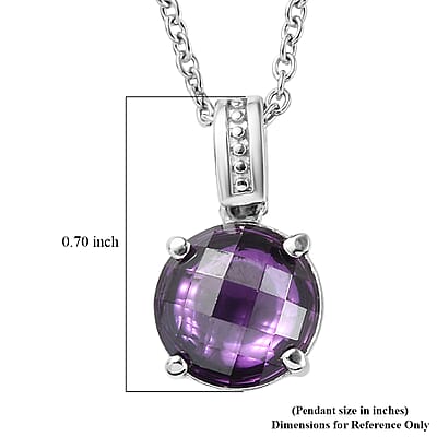 EverTrue Simulated Amethyst Color Diamond Ring (Size 10) and Pendant Necklace 20 Inches in Stainless Steel