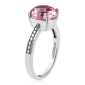 EverTrue Simulated Pink Diamond Ring (Size 7) and Pendant Necklace 20 Inches in Stainless Steel
