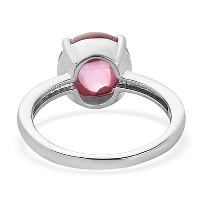EverTrue Simulated Pink Diamond Ring (Size 7) and Pendant Necklace 20 Inches in Stainless Steel
