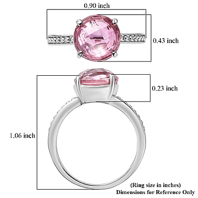 EverTrue Simulated Pink Diamond Ring (Size 7) and Pendant Necklace 20 Inches in Stainless Steel