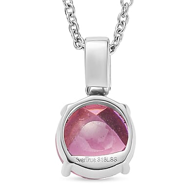 EverTrue Simulated Pink Diamond Ring (Size 7) and Pendant Necklace 20 Inches in Stainless Steel