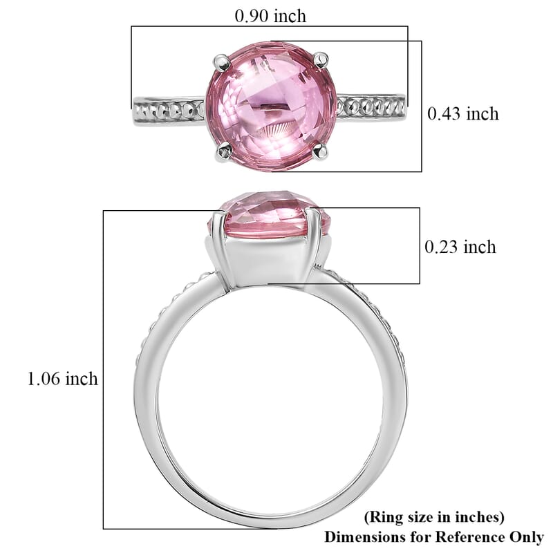 EverTrue Simulated Pink Diamond Ring (Size 8) and Pendant Necklace 20 Inches in Stainless Steel