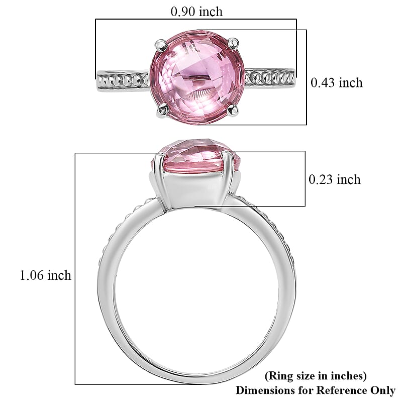 EverTrue Simulated Pink Diamond Ring (Size 8) and Pendant Necklace 20 Inches in Stainless Steel