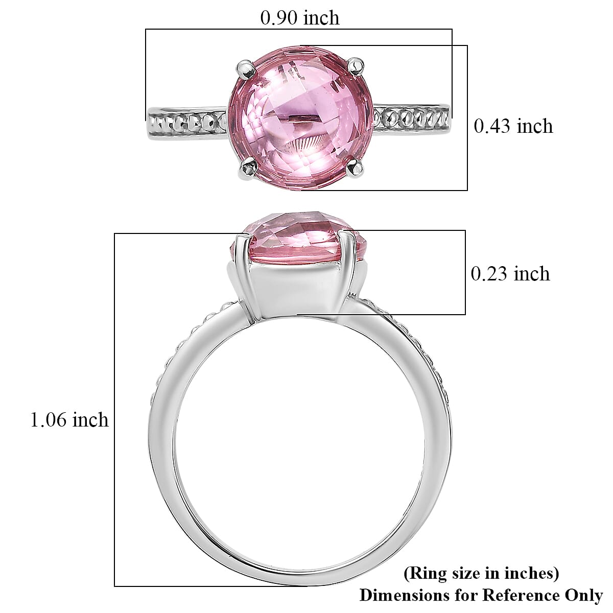 EverTrue Simulated Pink Diamond Ring (Size 11) and Pendant Necklace 20 Inches in Stainless Steel