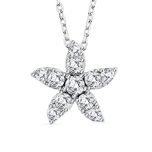 Luxuriant Lab Grown Diamond (VS) 1.25 ctw Starfish Earrings and Necklace 18-20 Inches in Sterling Silver
