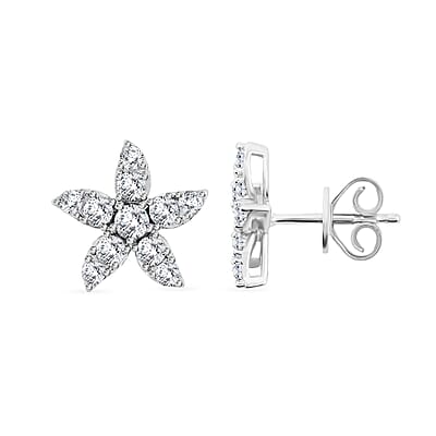 Luxuriant Lab Grown Diamond (VS) 1.25 ctw Starfish Earrings and Necklace 18-20 Inches in Sterling Silver