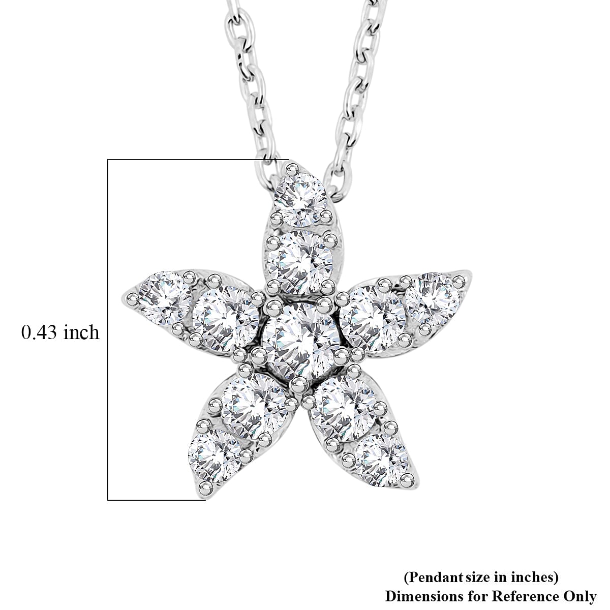 Luxuriant Lab Grown Diamond (VS) 1.25 ctw Starfish Earrings and Necklace 18-20 Inches in Sterling Silver