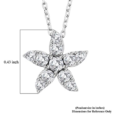Luxuriant Lab Grown Diamond (VS) 1.25 ctw Starfish Earrings and Necklace 18-20 Inches in Sterling Silver