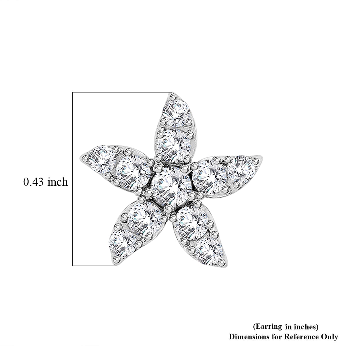 Luxuriant Lab Grown Diamond (VS) 1.25 ctw Starfish Earrings and Necklace 18-20 Inches in Sterling Silver