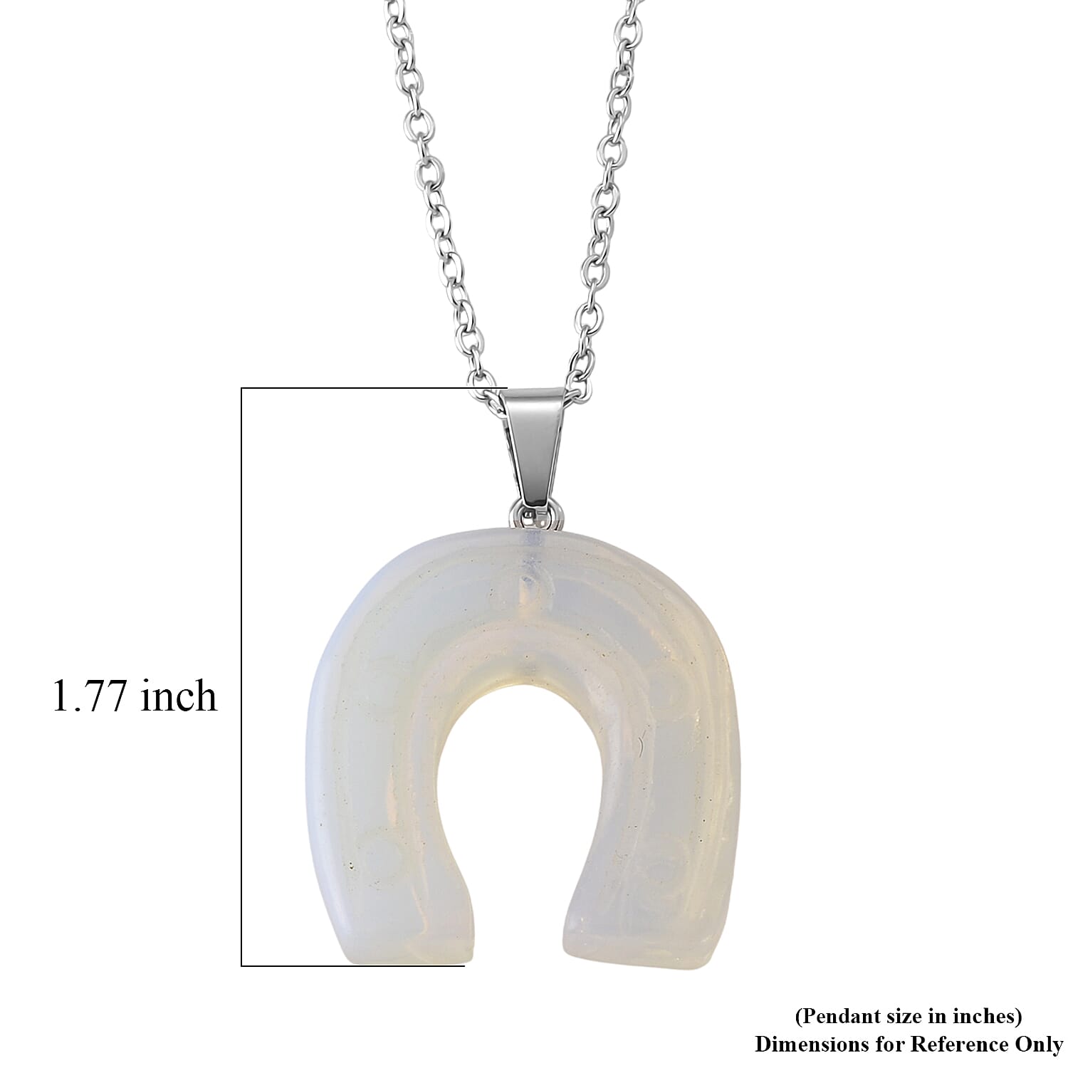 Opalite 54.00 ctw Horseshoe Pendant in Silvertone with Stainless Steel Necklace (20 Inches)