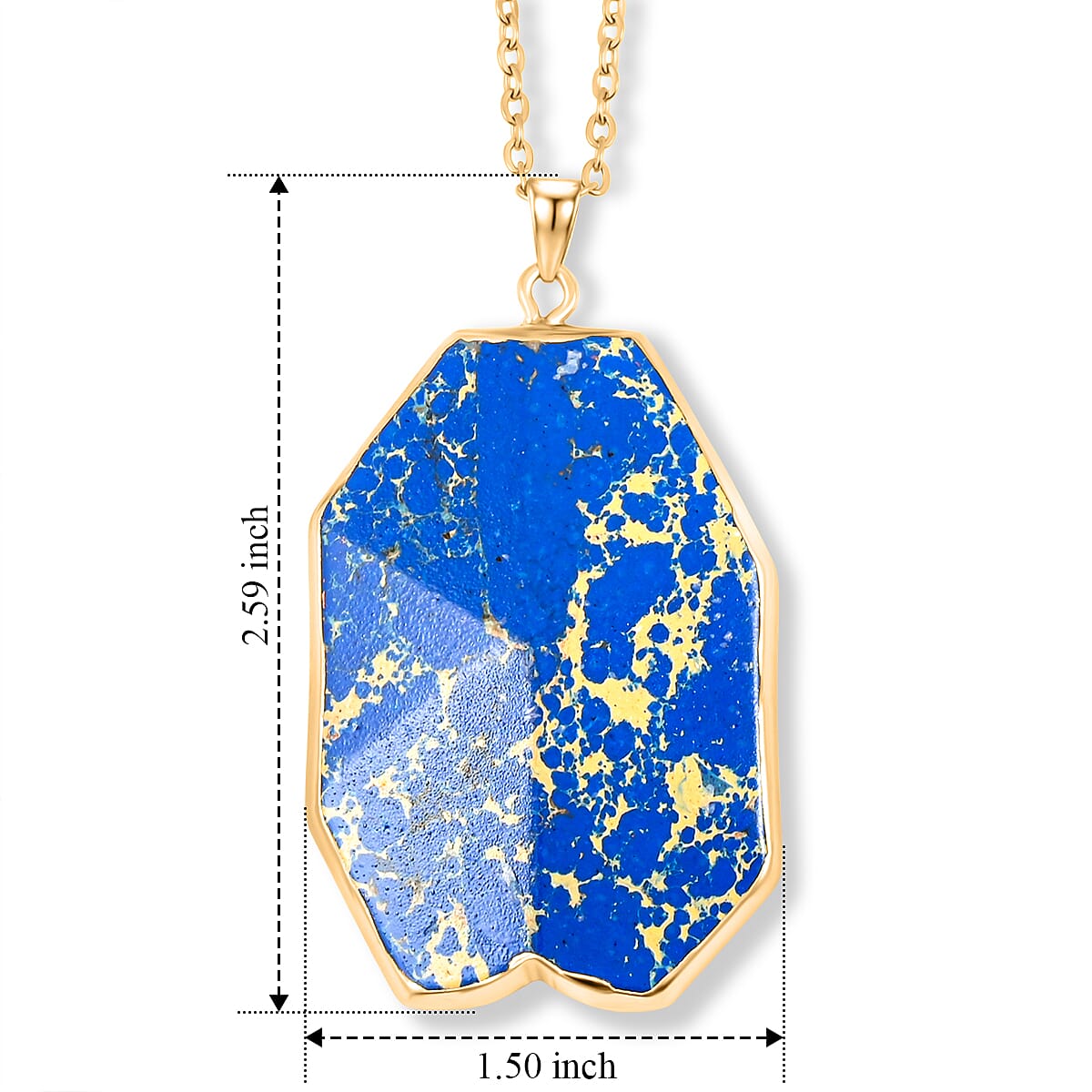 Blue Imperial Jasper 109.75 ctw Pendant in Goldtone with Stainless Steel Necklace (20 Inches)