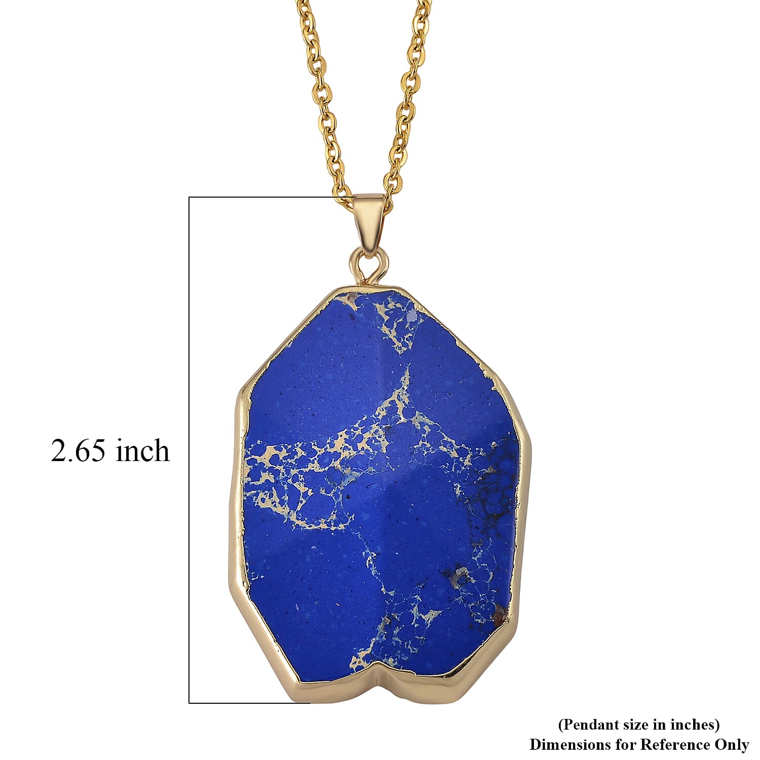 Blue Imperial Jasper 109.75 ctw Pendant in Goldtone with Stainless Steel Necklace (20 Inches)