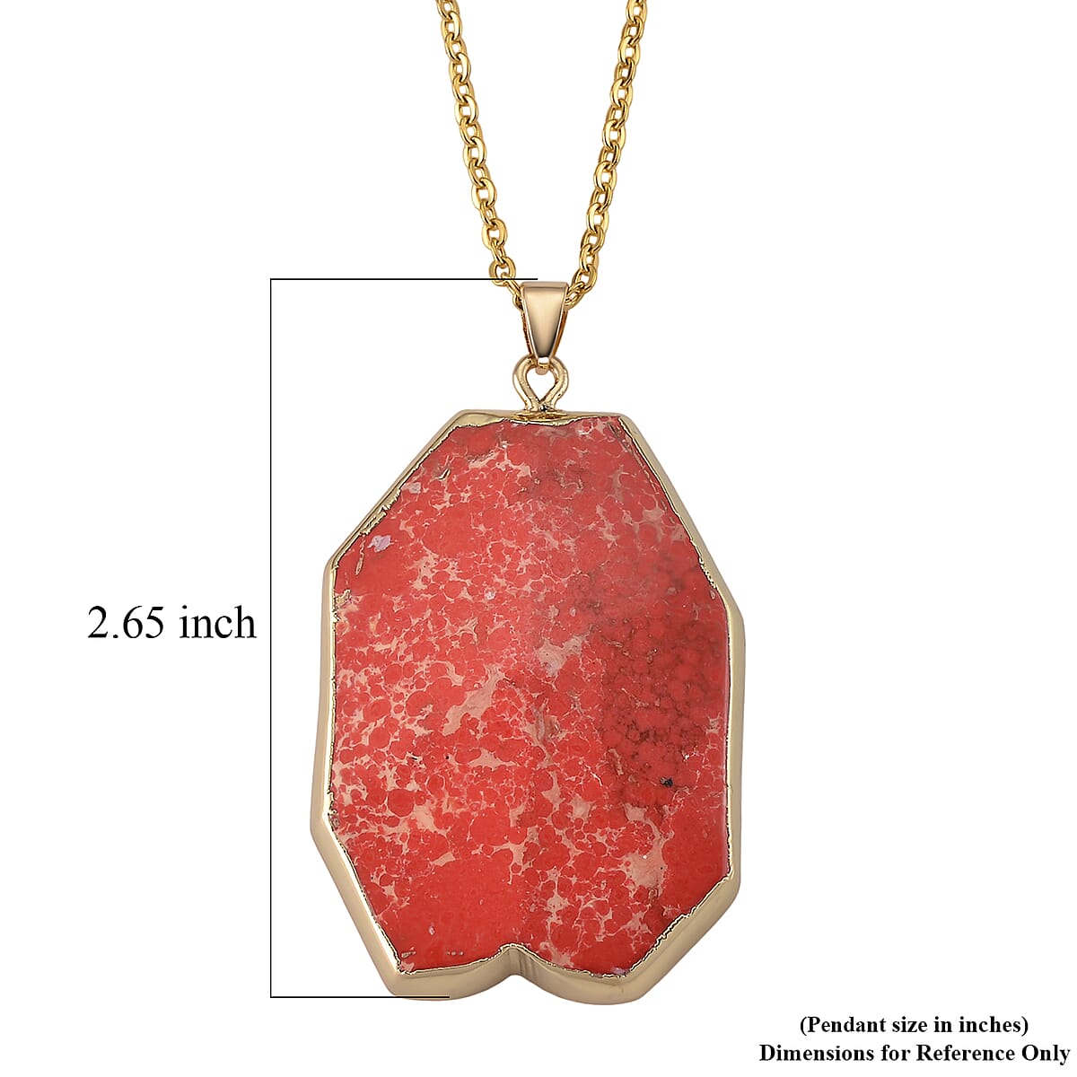 Red Imperial Jasper 120.00 ctw Pendant in Goldtone with Stainless Steel Necklace (20 Inches) image number 6