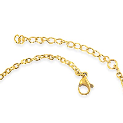 Blue Imperial Jasper 118.50 ctw Pendant in Goldtone with Stainless Steel Necklace (20 Inches)