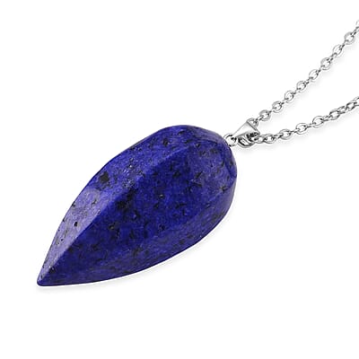 Lapis Lazuli 131.00 ctw Pendant in Goldtone with Stainless Steel Necklace (20 Inches)