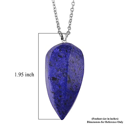 Lapis Lazuli 131.00 ctw Pendant in Goldtone with Stainless Steel Necklace (20 Inches)