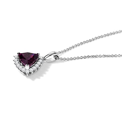 Gem Hunter Collection AAA Radiant Ember Garnet and Luxuriant Lab Grown Diamond G-H SI 2.75 ctw Royal Starburst Pendant Necklace in 10K White Gold (20 Inches)