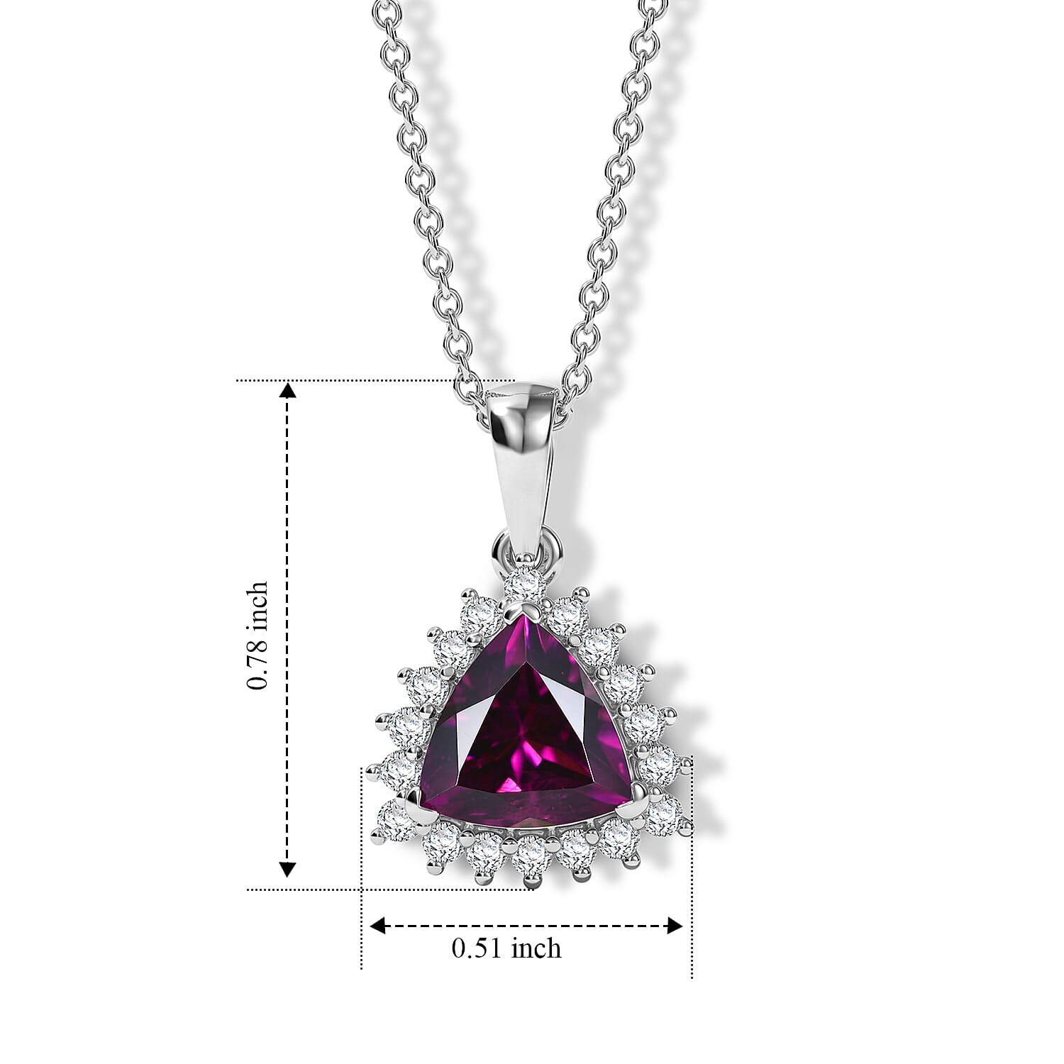 Doorbuster AAA Radiant Ember Garnet and Luxuriant Lab Grown Diamond G-H SI 2.75 ctw Royal Starburst Pendant Necklace in 10K White Gold (20 Inches)