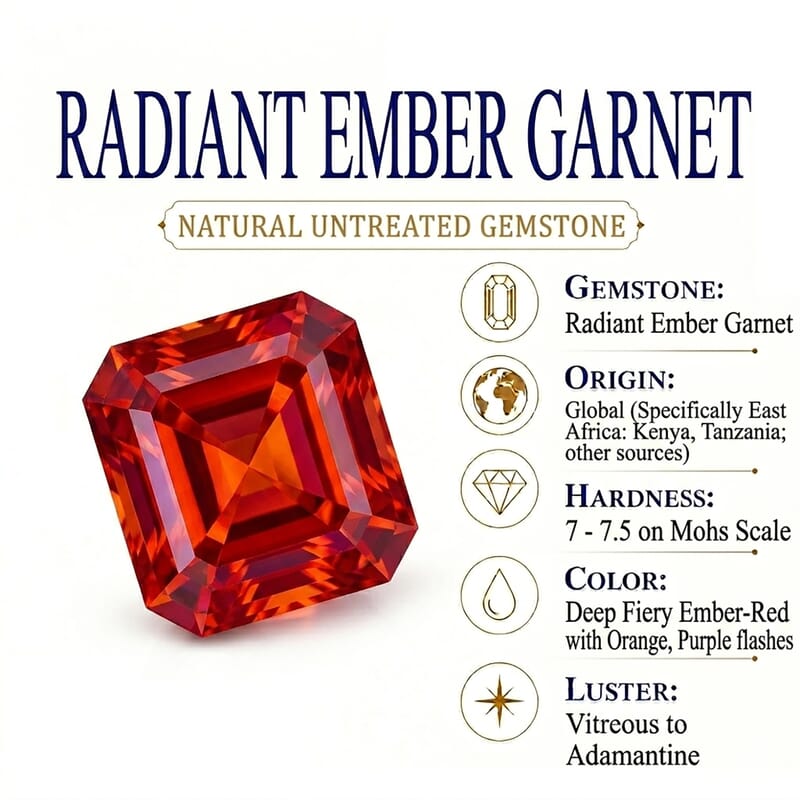 Gem Hunter Collection AAA Radiant Ember Garnet and Luxuriant Lab Grown Diamond G-H SI 2.75 ctw Royal Starburst Pendant Necklace in 10K White Gold (20 Inches)