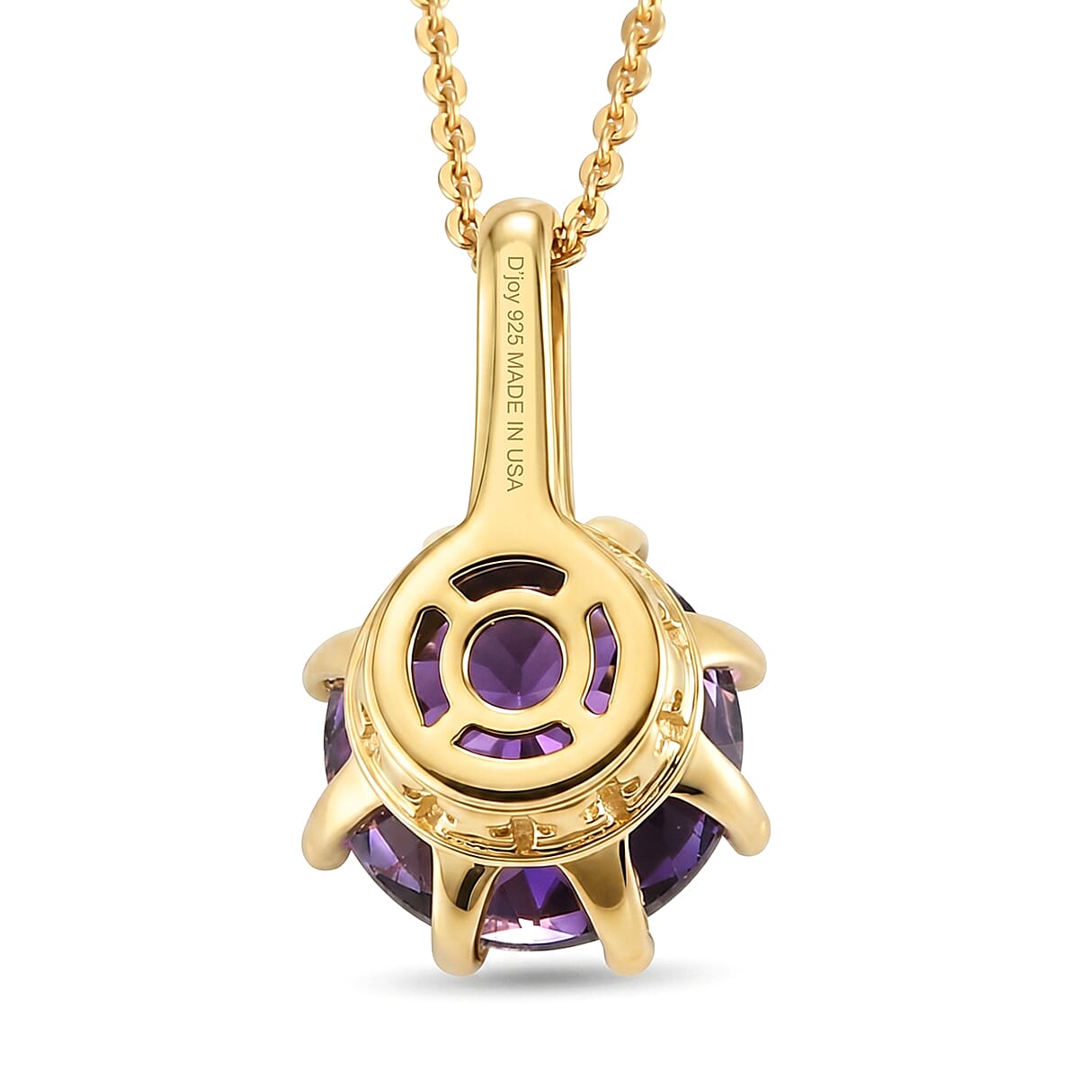D'Joy Premium Moroccan Amethyst 3.60 ctw Royal Crown Pendant Necklace in 18K Vermeil Yellow Gold Over Sterling Silver (20 Inches)