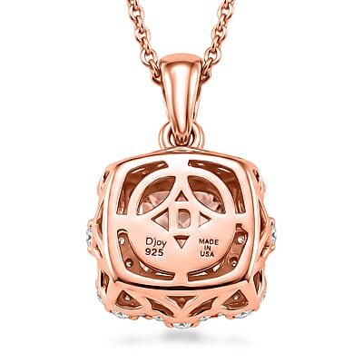 Certified & Appraised D'Joy Premium Pink Morganite and Moissanite 1.32 ctw Pendant Necklace in 18K Vermeil Rose Gold Over Sterling Silver 18 Inches