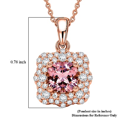 Certified & Appraised D'Joy Premium Pink Morganite and Moissanite 1.32 ctw Pendant Necklace in 18K Vermeil Rose Gold Over Sterling Silver 18 Inches