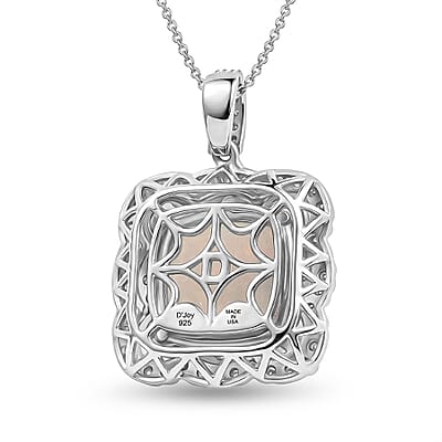 D'Joy Premium Ethiopian Welo Opal and Moissanite 8.00 ctw Pendant Necklace in Rhodium Over Sterling Silver 20 Inches