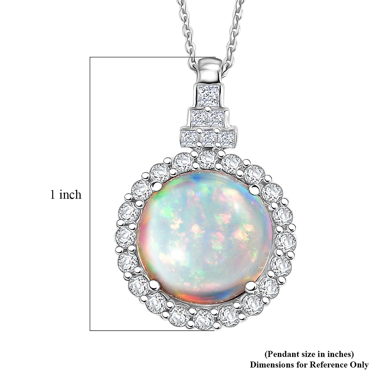 D'Joy Premium Ethiopian Welo Opal and Moissanite 5.10 ctw Pendant Necklace in Rhodium Over Sterling Silver 20 Inches  image number 5