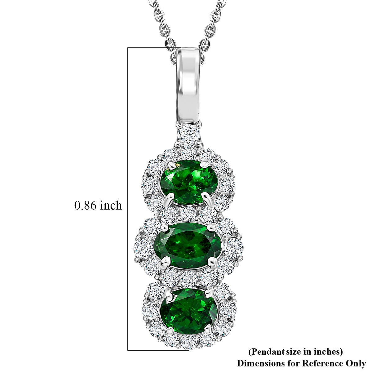 Certified & Appraised Premium Tsavorite Garnet and Moissanite 1.88 ctw Pendant Necklace in Rhodium Over Sterling Silver (18 Inches) image number 5