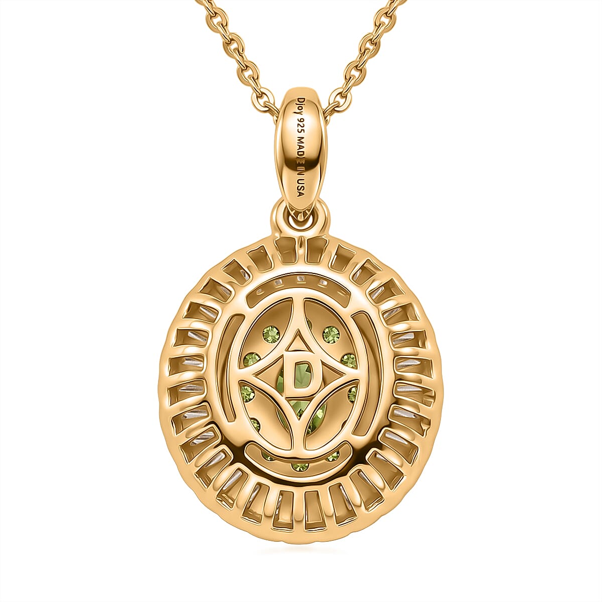D'Joy Premium Tsavorite Garnet and Moissanite 2.00 ctw Crown Ray Pendant Necklace in 18K Vermeil Yellow Gold Over Sterling Silver 20 Inches image number 4