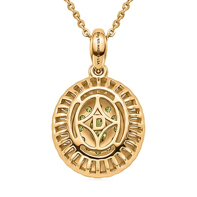 D'Joy Premium Tsavorite Garnet and Moissanite 2.00 ctw Crown Ray Pendant Necklace in 18K Vermeil Yellow Gold Over Sterling Silver 20 Inches