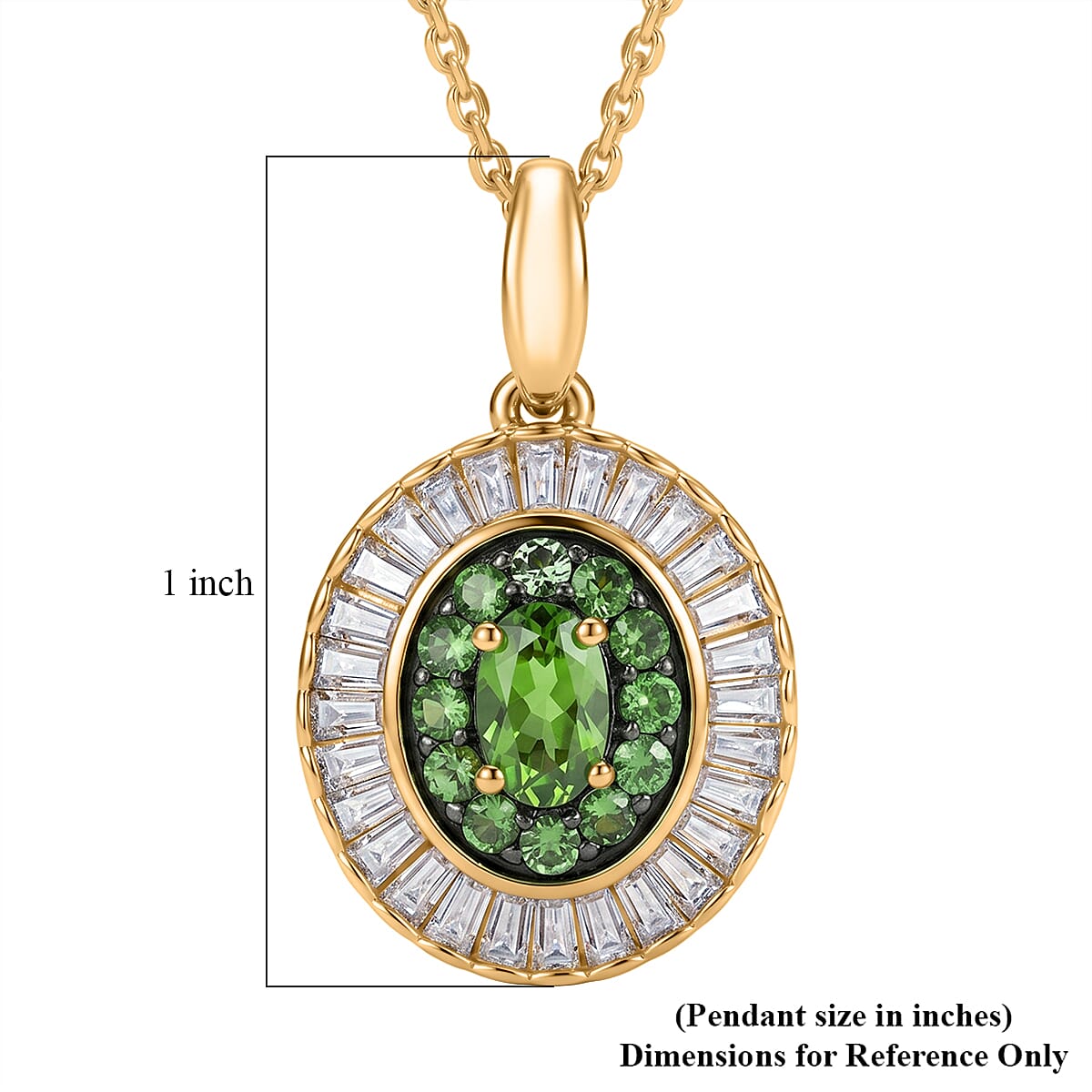 D'Joy Premium Tsavorite Garnet and Moissanite 2.00 ctw Crown Ray Pendant Necklace in 18K Vermeil Yellow Gold Over Sterling Silver 20 Inches