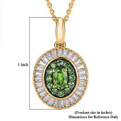 D'Joy Premium Tsavorite Garnet and Moissanite 2.00 ctw Crown Ray Pendant Necklace in 18K Vermeil Yellow Gold Over Sterling Silver 20 Inches