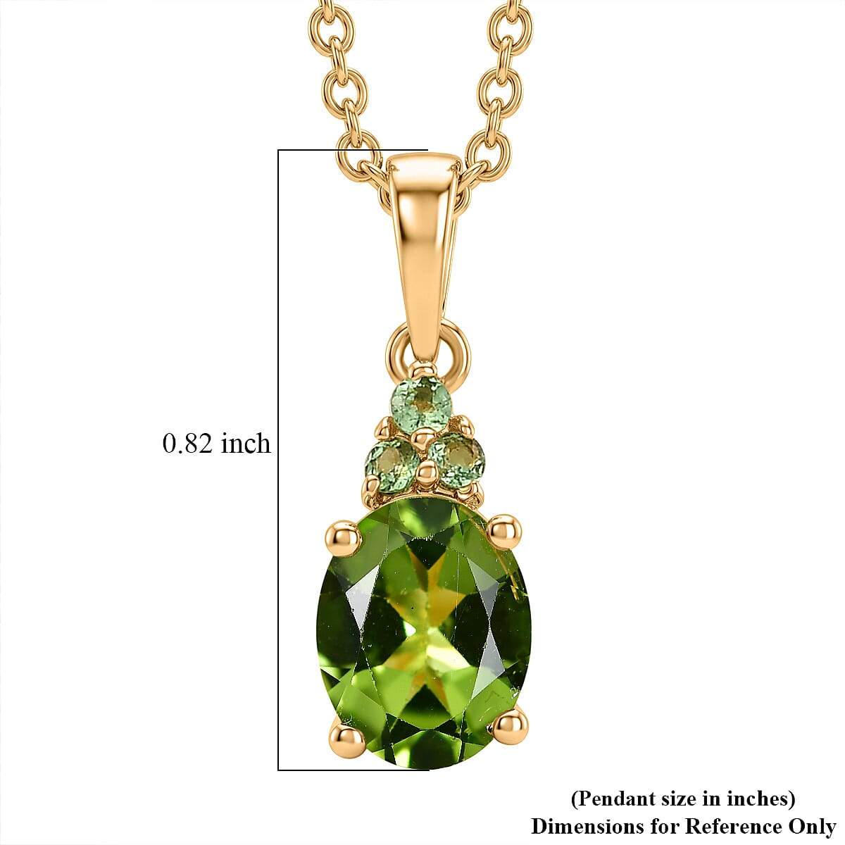 EverTrue Premium Hebei Peridot and Tsavorite Garnet 2.30 ctw Citrus Bloom Pendant in 18K YG Plated with ION Plated YG Stainless Steel Necklace 20 Inches image number 3