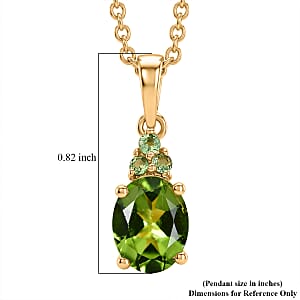 EverTrue Premium Hebei Peridot and Tsavorite Garnet 2.30 ctw Citrus Bloom Pendant in 18K YG Plated with ION Plated YG Stainless Steel Necklace 20 Inches (Ships in 8-10 Days)