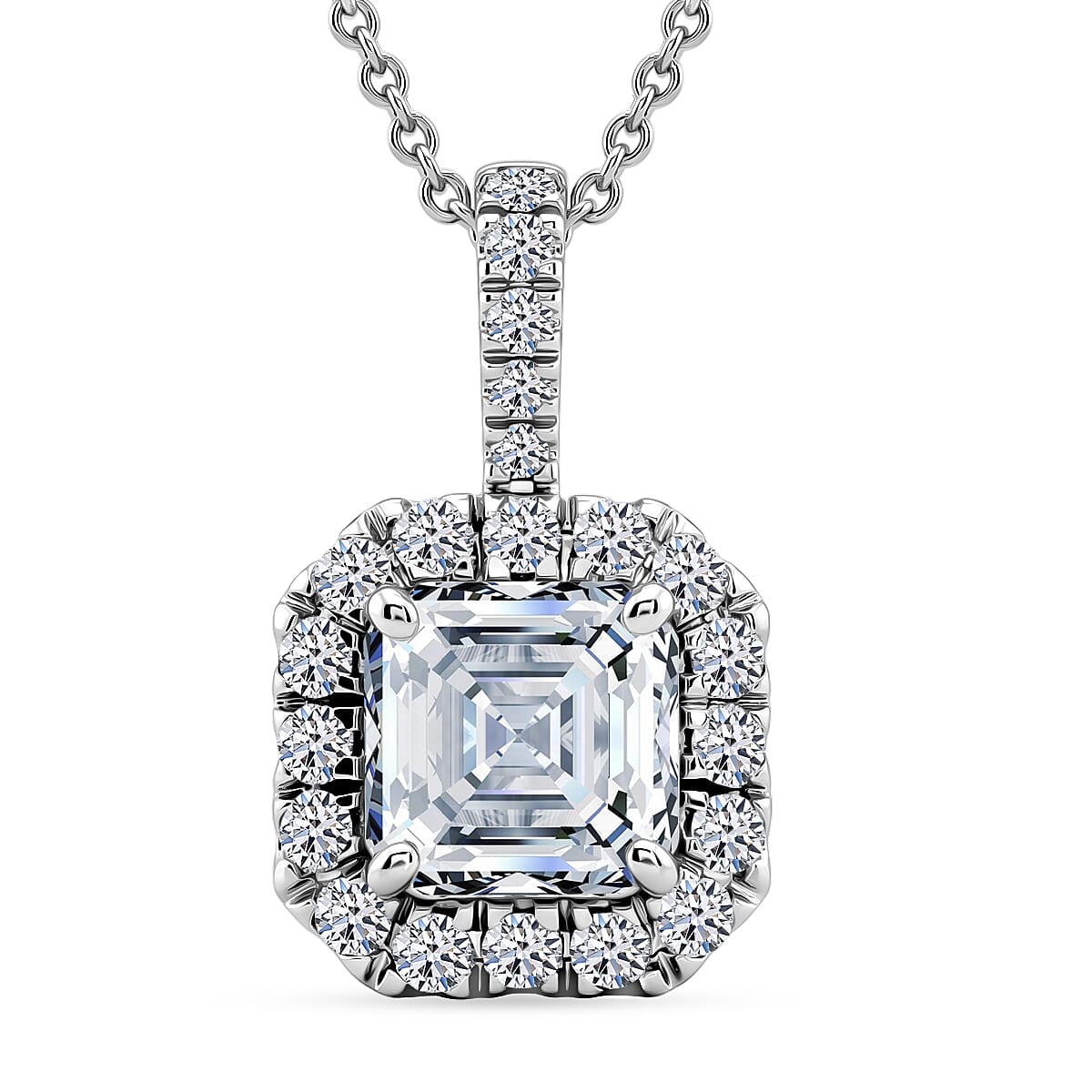 10K White Gold Luxuriant Lab Grown Diamond (E-F, VS) Pendant Necklace (20 Inches) 2.50 ctw
