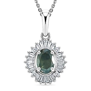 D'Joy Narsipatnam Alexandrite and Diamond 0.50 ctw Bloom Spark Pendant Necklace in Rhodium Over Sterling Silver 20 Inches