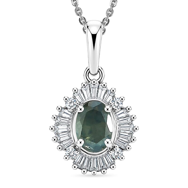 D'Joy Narsipatnam Alexandrite and Diamond 0.50 ctw Bloom Spark Pendant Necklace in Rhodium Over Sterling Silver 20 Inches