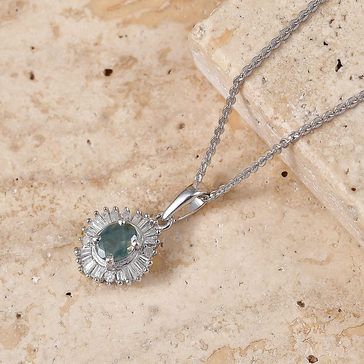 D'Joy Narsipatnam Alexandrite and Diamond 0.50 ctw Bloom Spark Pendant Necklace in Rhodium Over Sterling Silver 20 Inches image number 1
