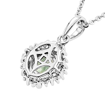 D'Joy Narsipatnam Alexandrite and Diamond 0.50 ctw Bloom Spark Pendant Necklace in Rhodium Over Sterling Silver 20 Inches