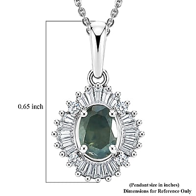 D'Joy Narsipatnam Alexandrite and Diamond 0.50 ctw Bloom Spark Pendant Necklace in Rhodium Over Sterling Silver 20 Inches