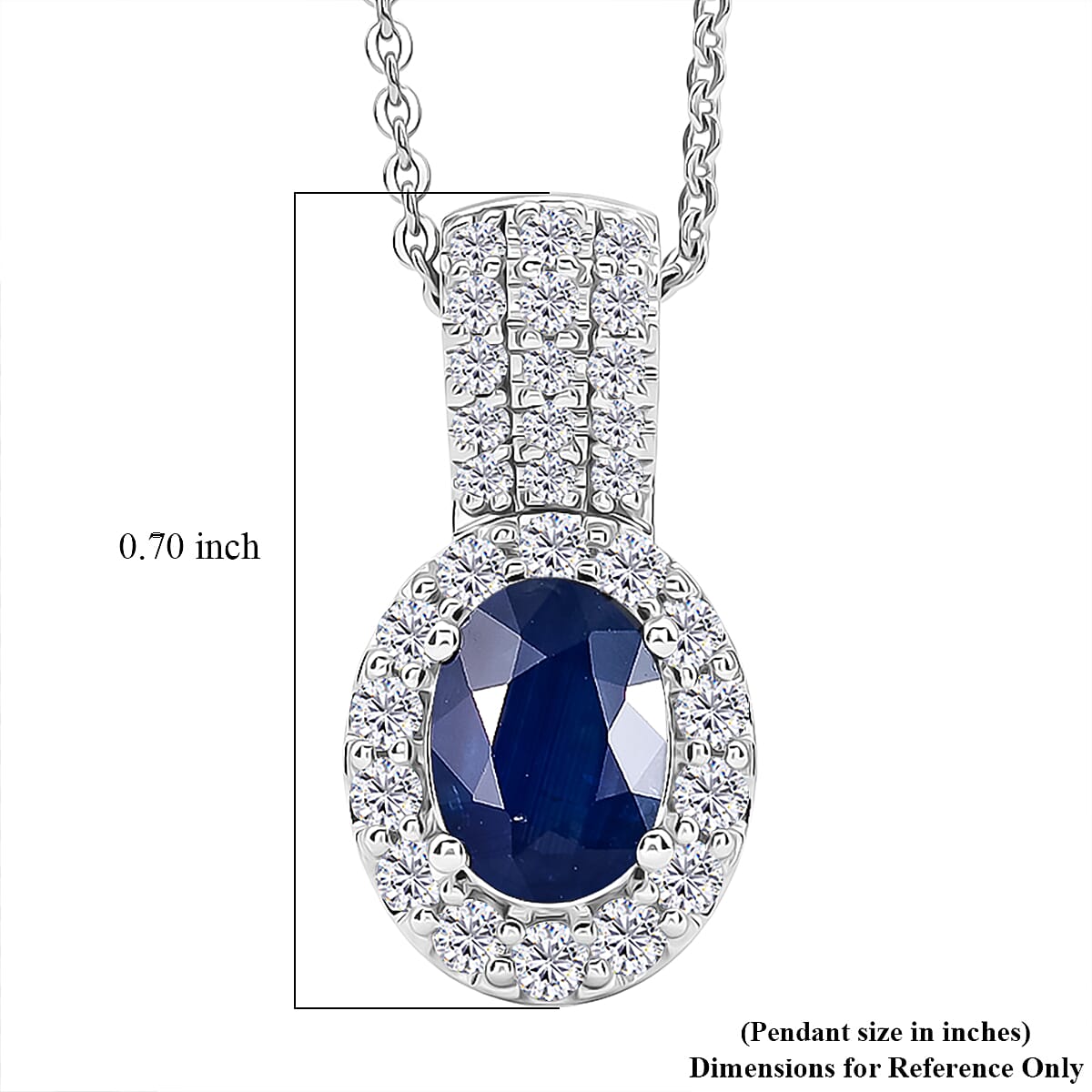 D'Joy Premium Kanchanaburi Blue Sapphire and Moissanite 1.50 ctw Pendant Necklace in Rhodium Over Sterling Silver 18 Inches  image number 6