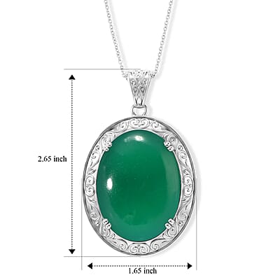 EverTrue Green Onyx 64.20 ctw Pendant Necklace in Stainless Steel 20 Inches
