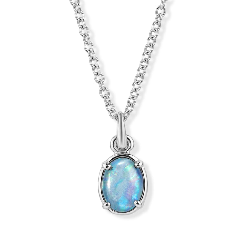 EverTrue Boulder Opal (Triplet) 0.90 ctw Pendant Necklace (20 Inches) in Stainless Steel