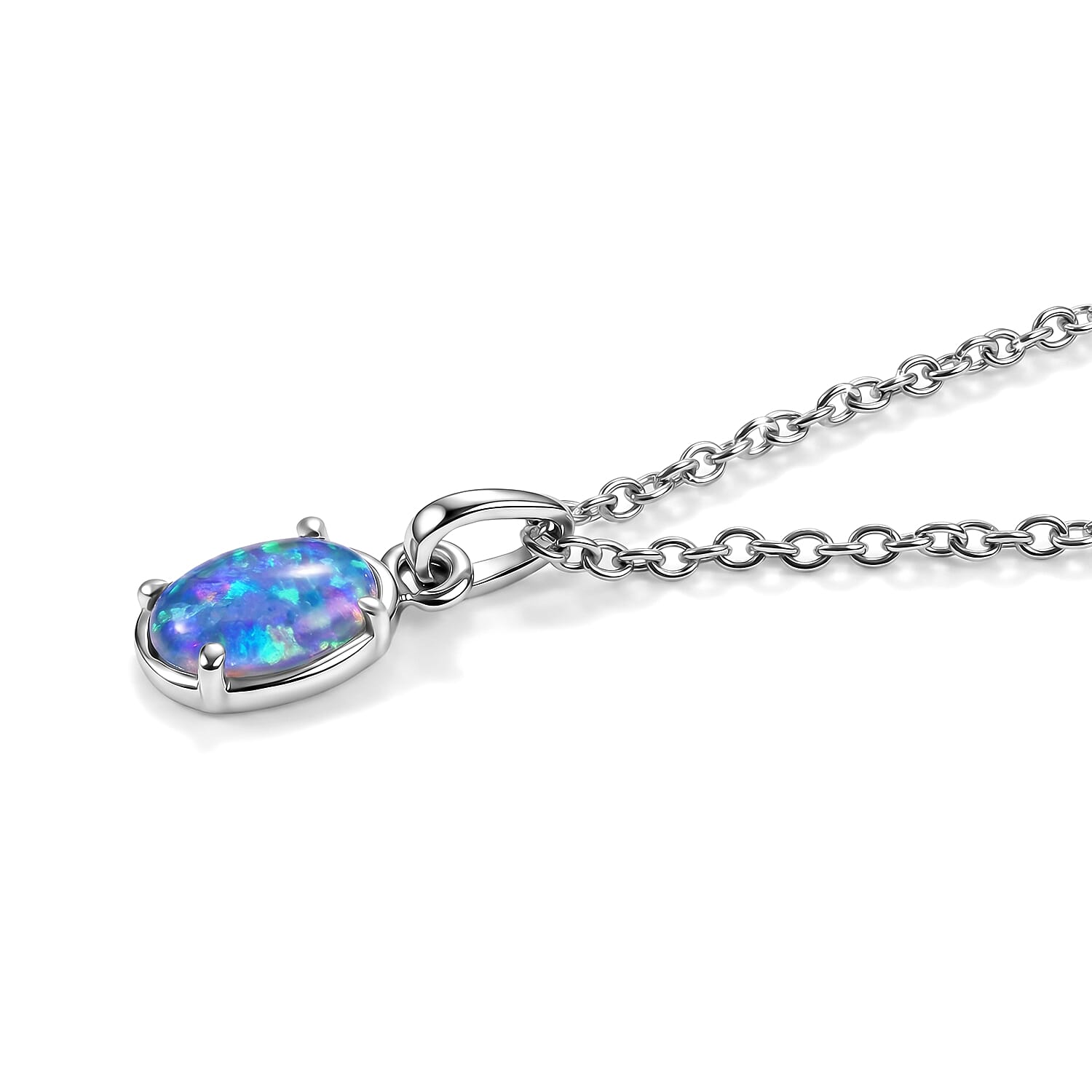 EverTrue Boulder Opal (Triplet) 0.90 ctw Pendant Necklace (20 Inches) in Stainless Steel