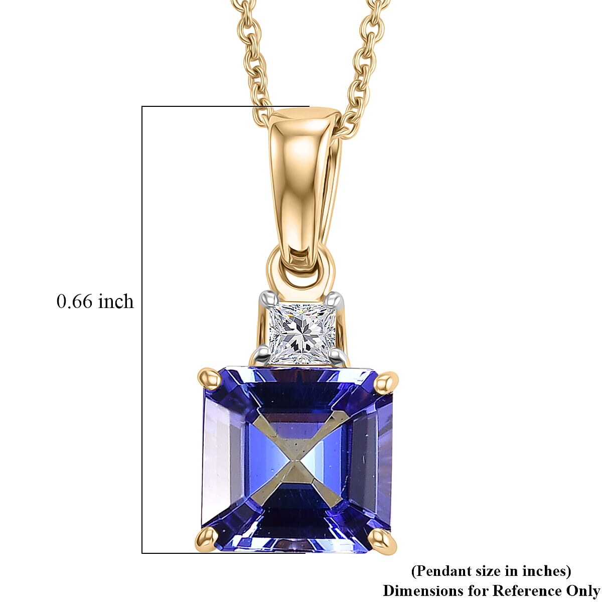 Premium Tanzanite and Luxuriant Lab Grown Diamond E-F VS 1.70 ctw Royal Blue Pendant Necklace in 10K Yellow Gold (20 Inches) image number 5