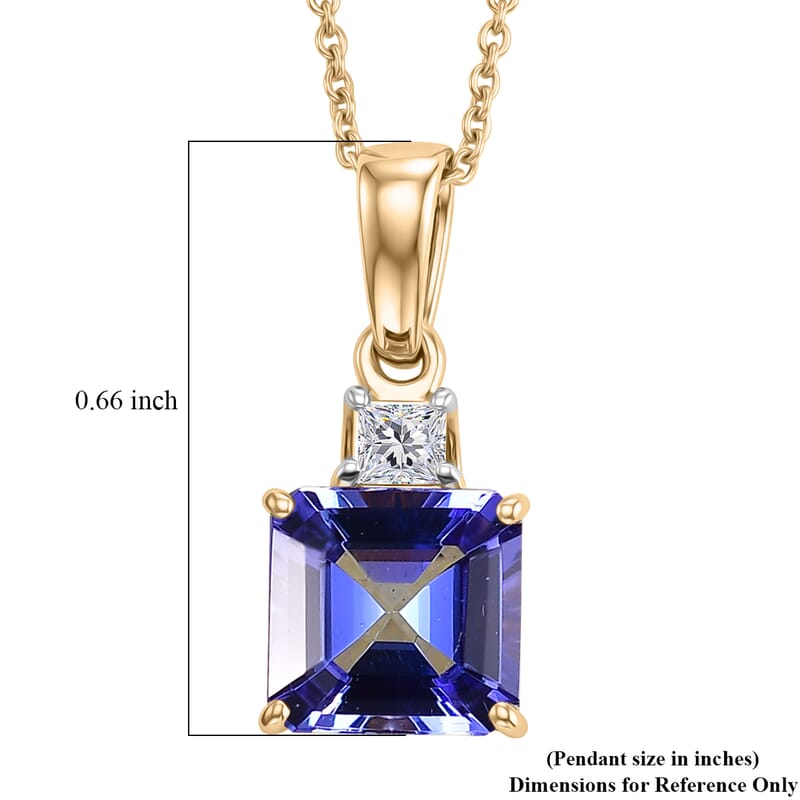 Premium Tanzanite and Luxuriant Lab Grown Diamond E-F VS 1.70 ctw Royal Blue Pendant Necklace in 10K Yellow Gold (20 Inches)