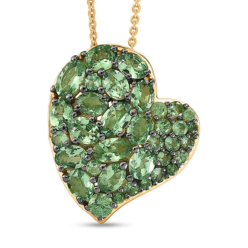 D'Joy Premium Tsavorite Garnet 3.00 ctw Imperial Green Romance Pendant Necklace in 18K Vermeil Yellow Gold Over Sterling Silver 20 Inches