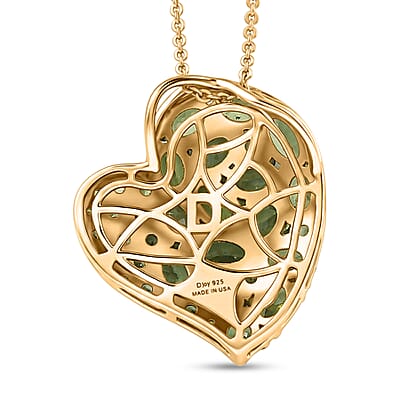 D'Joy Premium Tsavorite Garnet 3.00 ctw Imperial Green Romance Pendant Necklace in 18K Vermeil Yellow Gold Over Sterling Silver 20 Inches